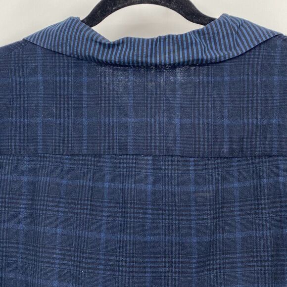 CMMN SWDN Blue Plaid Short Sleeve Shirt Collared Cotton Pullover Lightweight Blu - Picture 8 of 12
